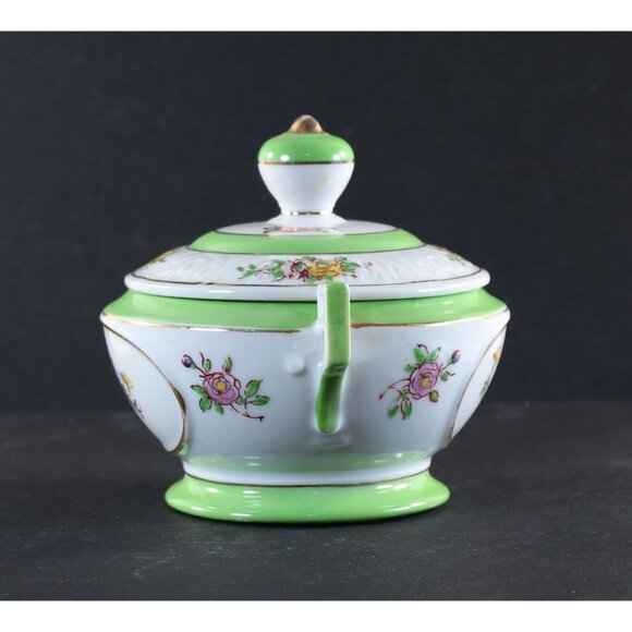 Very Unique Sugar Bowl Made in Japan 24k Gold Trim Rose Pattern 1950s GC - Picture 7 of 13